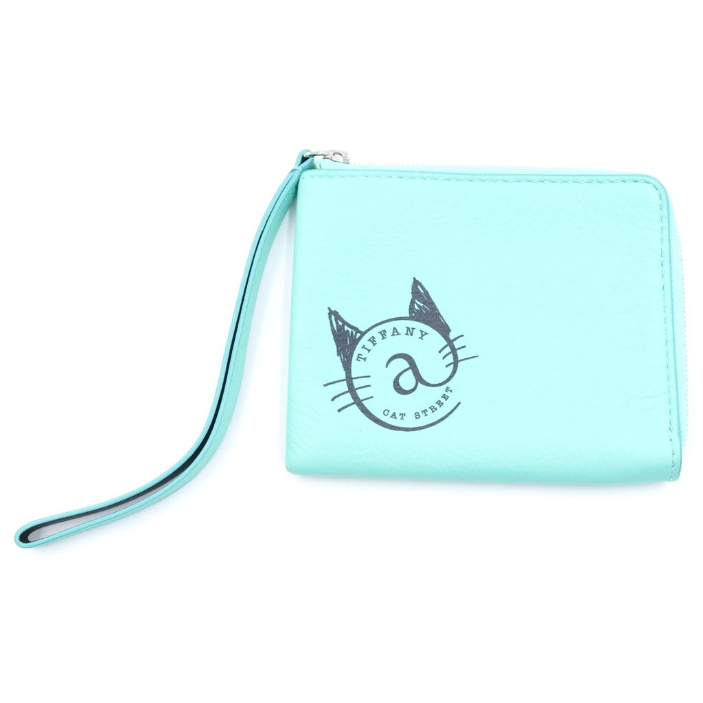 TIFFANY & Co.(ティファニー) キャットストリート ストラップ コインケース コンパクト ジップ レザー ティファニーブルー レディース
