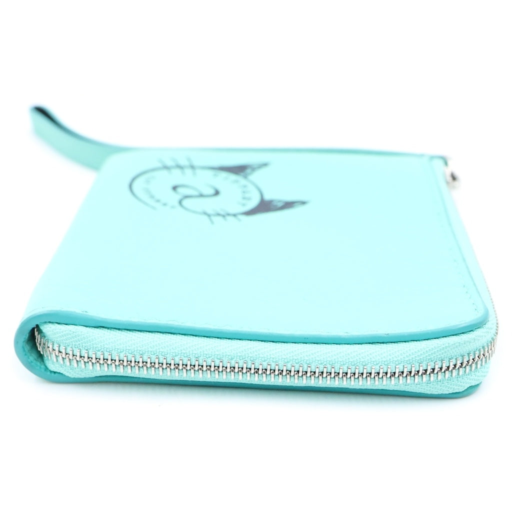 TIFFANY & Co.(ティファニー) キャットストリート ストラップ コインケース コンパクト ジップ レザー ティファニーブルー レディース