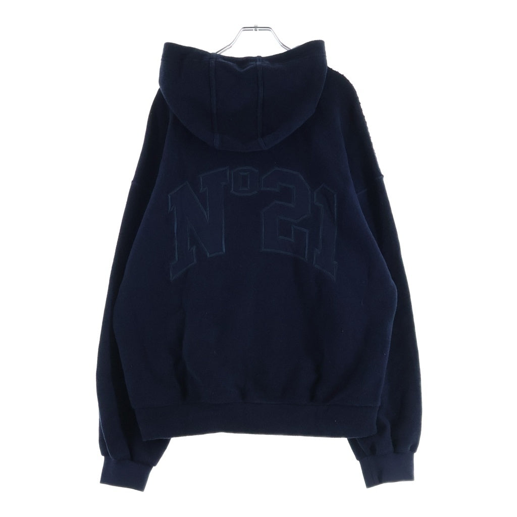 N21 numero ventuno(ヌメロ ヴェントゥーノ) ロゴ ルーズフィット ジップアップ フーディー パーカー コットン ネイビー 23AU-E101-4080 レディース