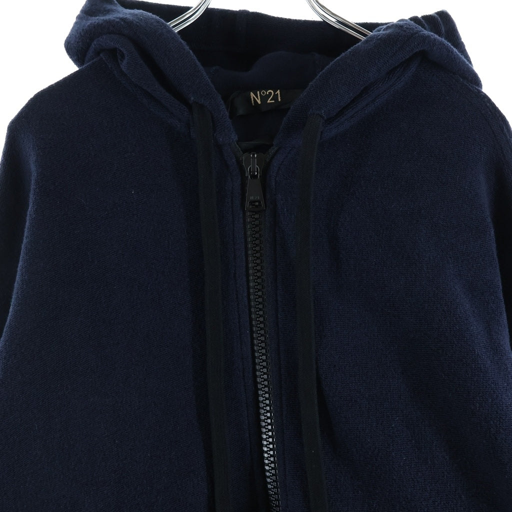 N21 numero ventuno(ヌメロ ヴェントゥーノ) ロゴ ルーズフィット ジップアップ フーディー パーカー コットン ネイビー 23AU-E101-4080 レディース