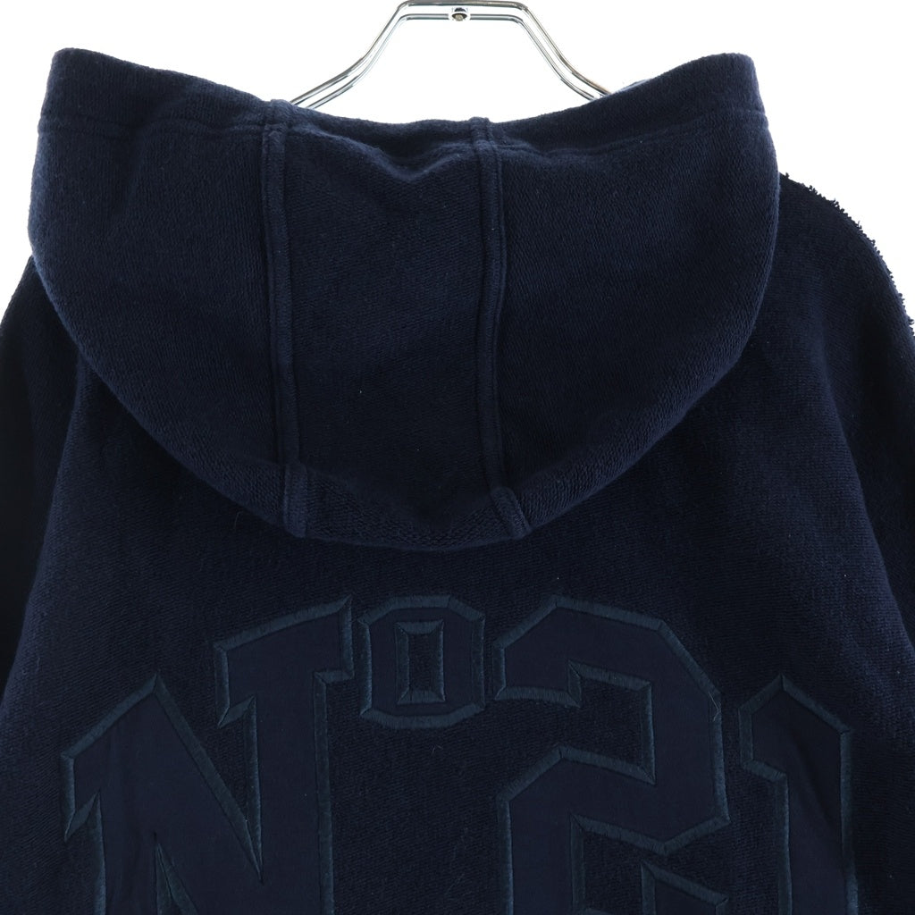 N21 numero ventuno(ヌメロ ヴェントゥーノ) ロゴ ルーズフィット ジップアップ フーディー パーカー コットン ネイビー 23AU-E101-4080 レディース