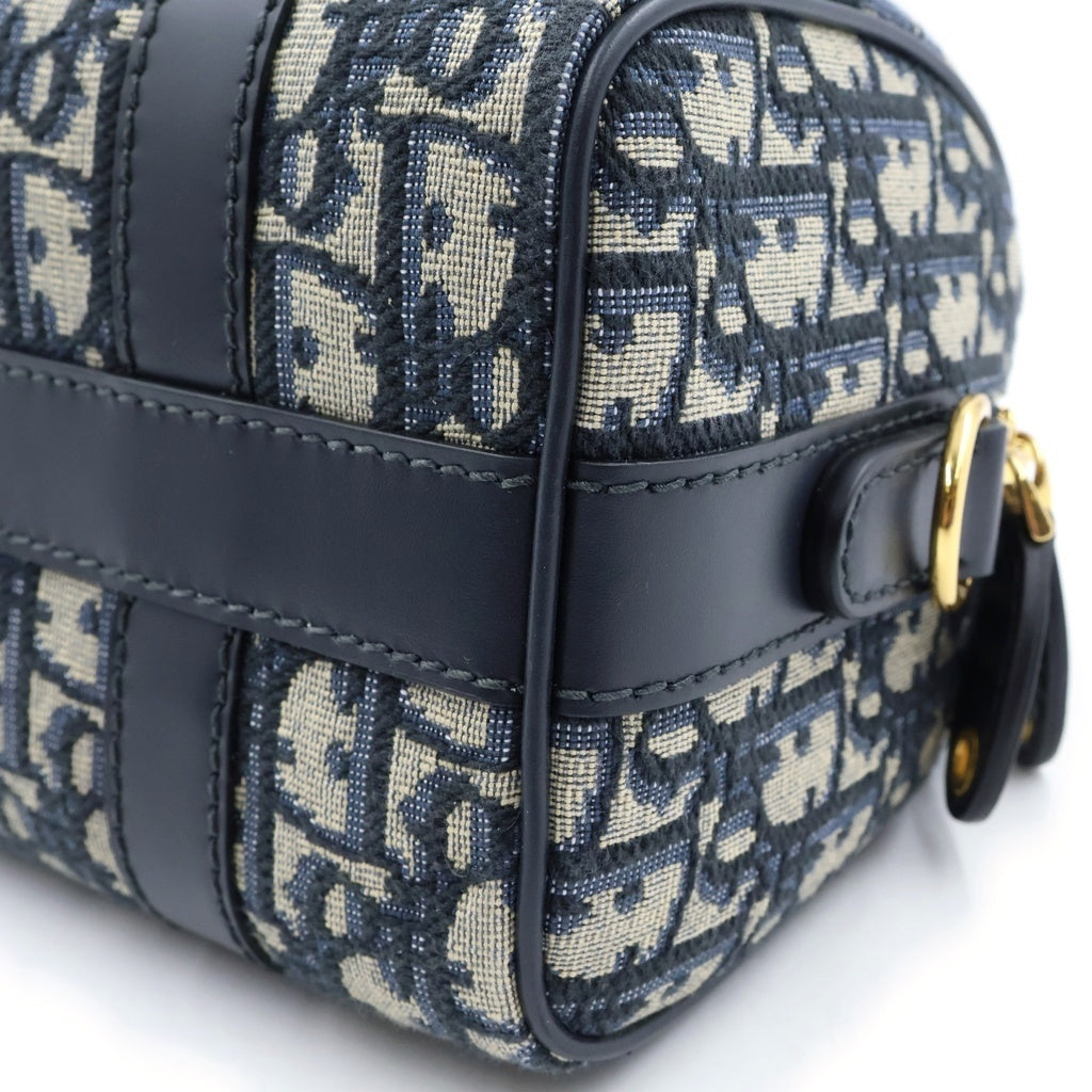 Christian Dior(クリスチャンディオール) グルーヴ20 オブリーク 2WAY ハンドバッグ ボストンバッグ キャンバスxレザー ネイビー M1364UTZQ_M928 レディース