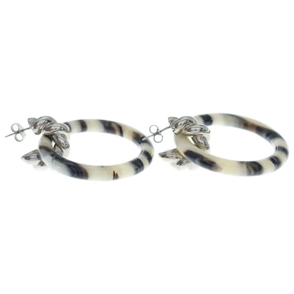 BALENCIAGA(バレンシアガ) マーブル フープピアス ホワイト×シルバー レディース