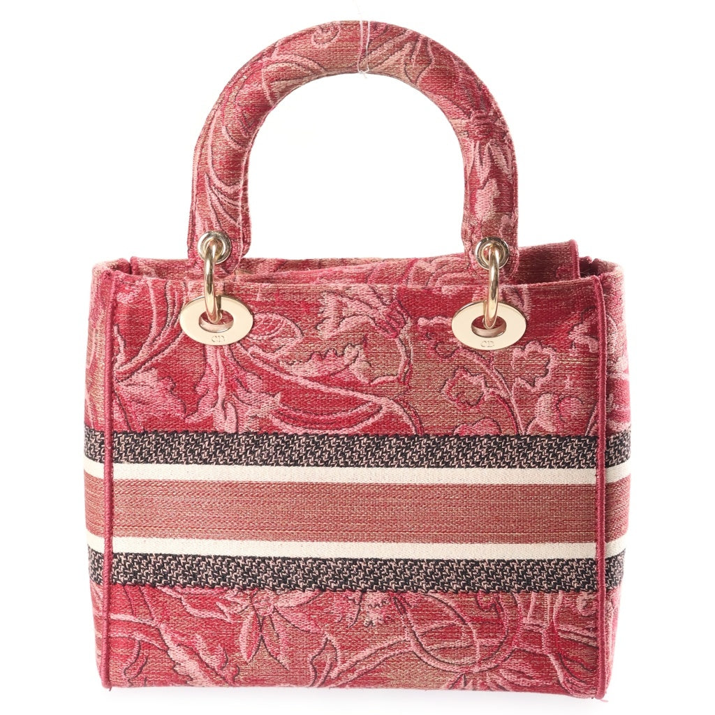 Christian Dior(クリスチャンディオール) レディディオール D-LITE ミディアム 2WAYハンドバッグ ショルダーバッグ ピンク×レッド ゴールド金具 レディース