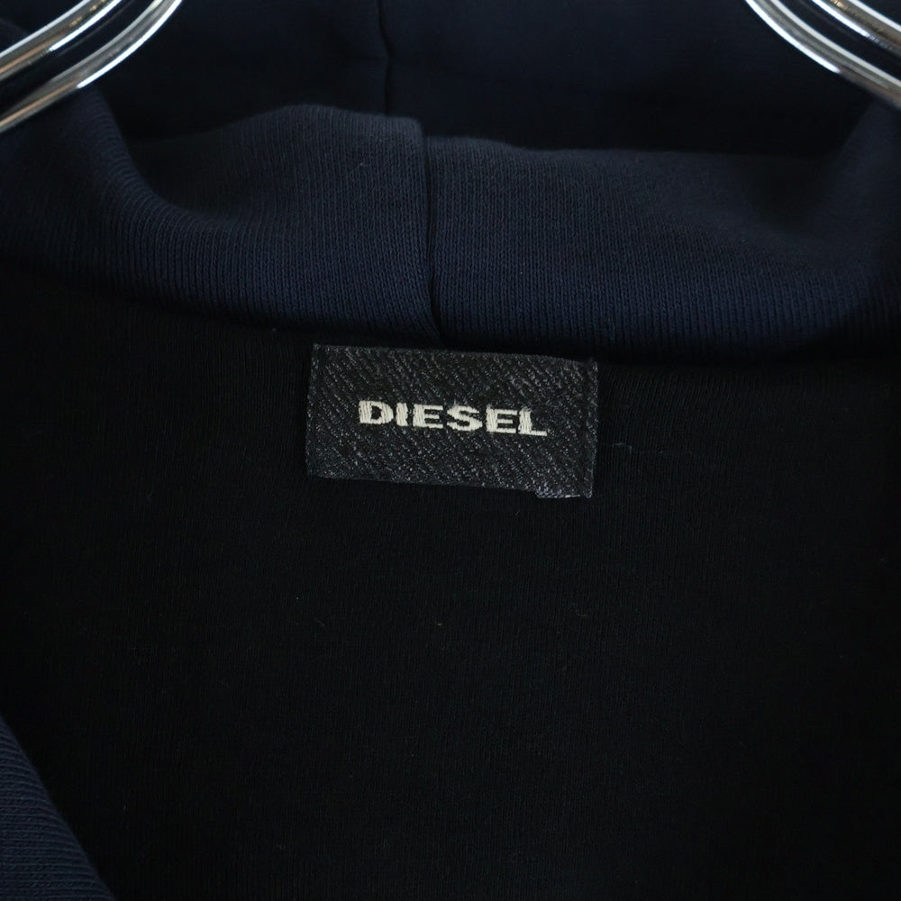 DIESEL(ディーゼル) レザー切り替え ジップアップ フーディー TR000084 ブラック/ネイビー