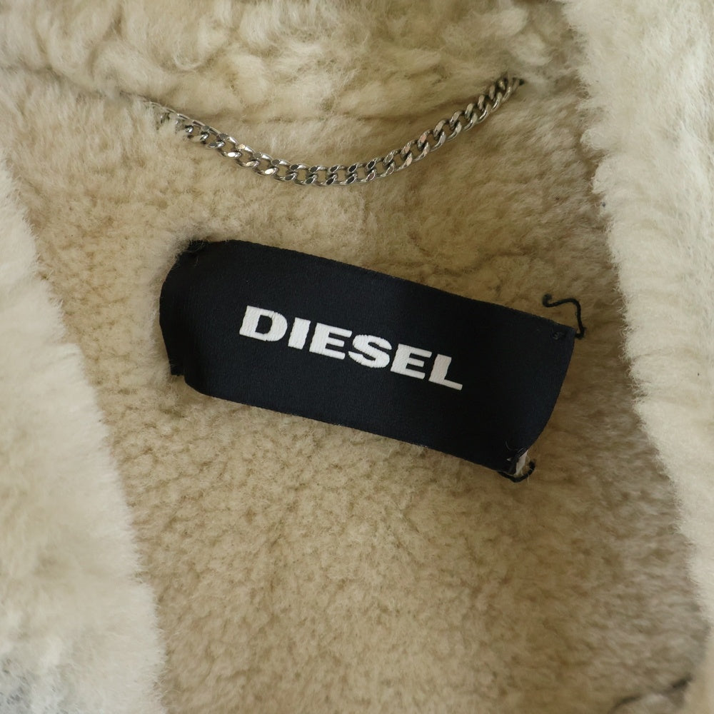 DIESEL(ディーゼル) ムートン ダブルライダースジャケット 羊革 ブラック