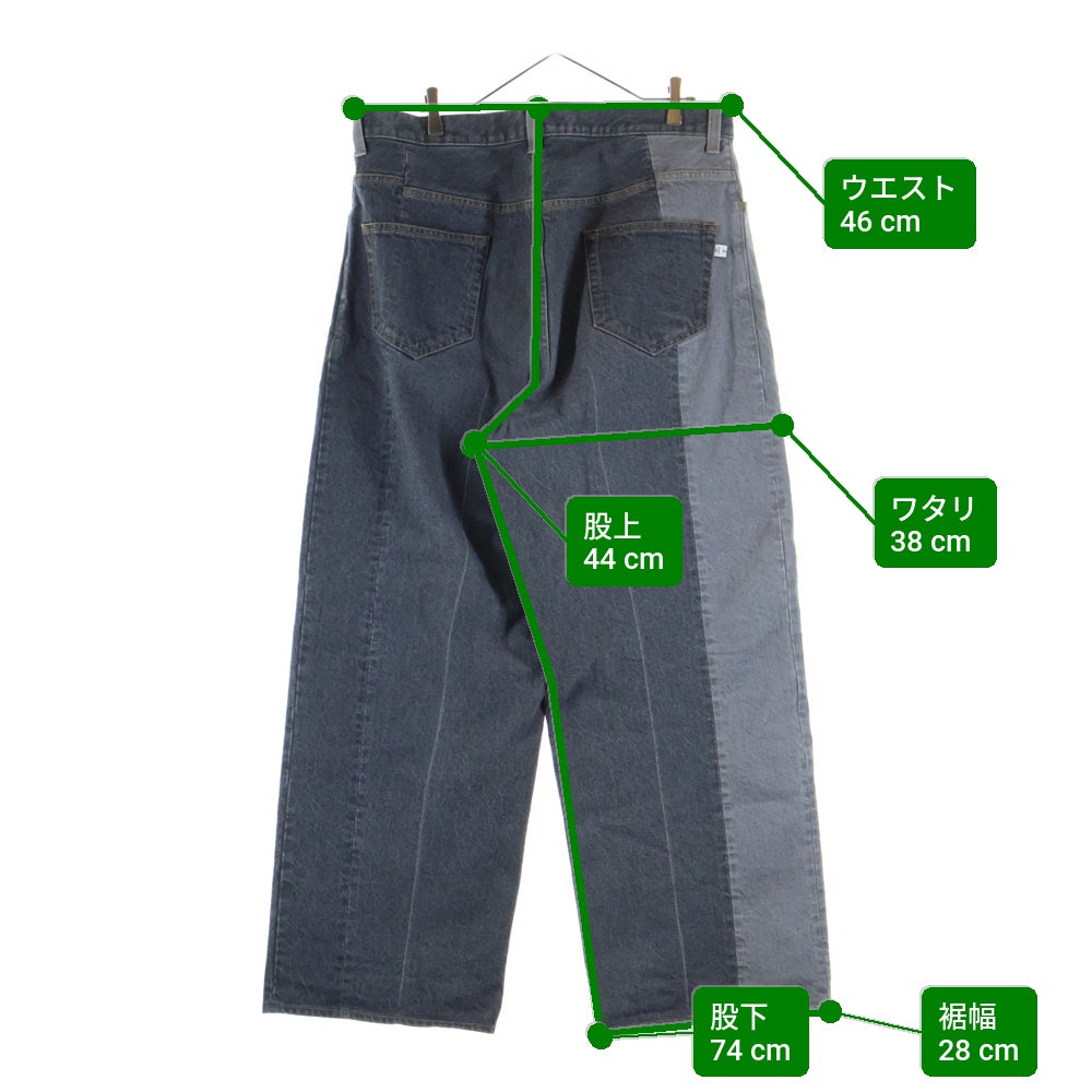 FACETASM(ファセッタズム) PATCHWORK DENIM PANTS パッチワーク デニム パンツ ジップフライ グレー