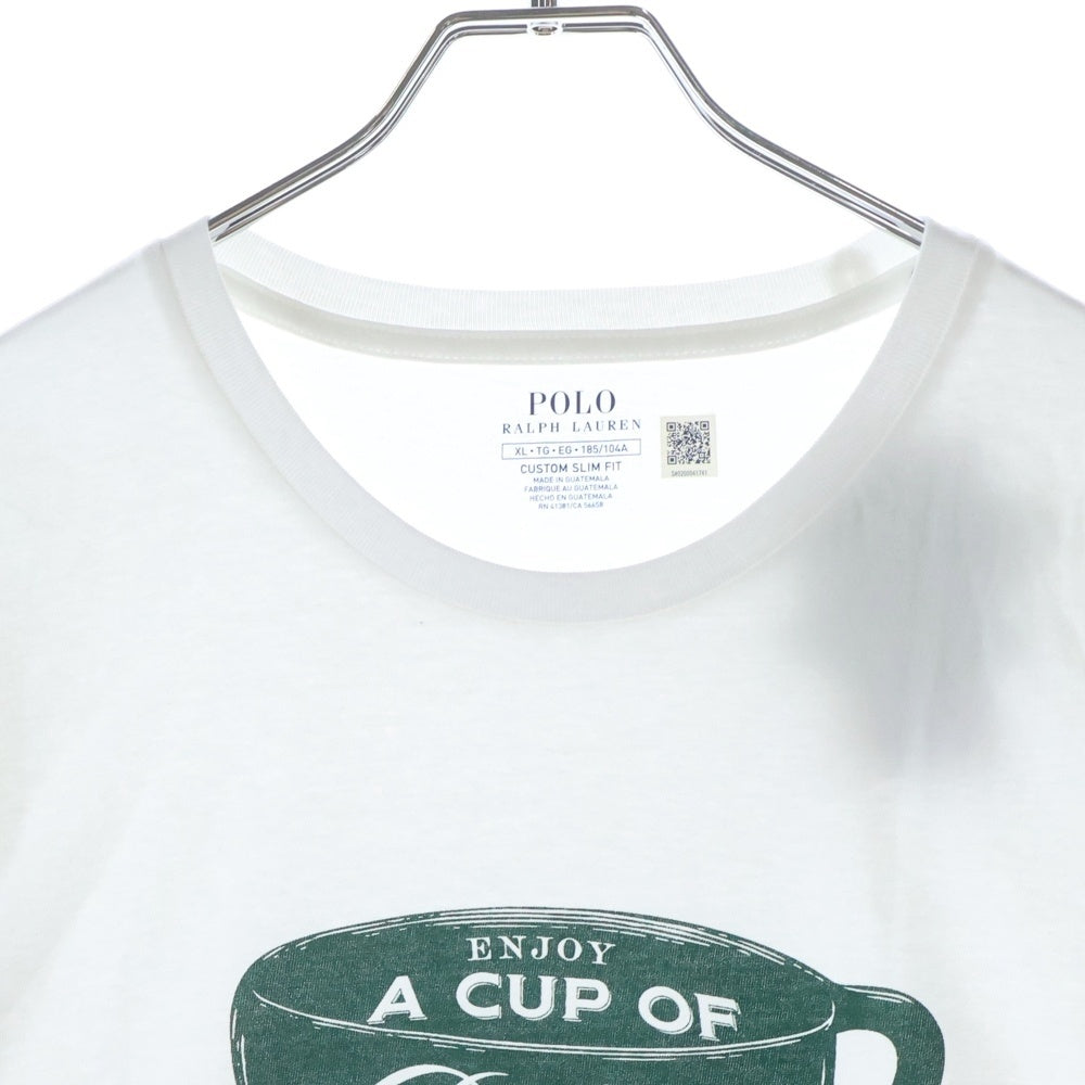 POLO RALPH LAUREN(ポロラルフローレン) COFFEE CUP Tee フロントデザイン コーヒーカップ 長袖Tシャツ カットソー ホワイト