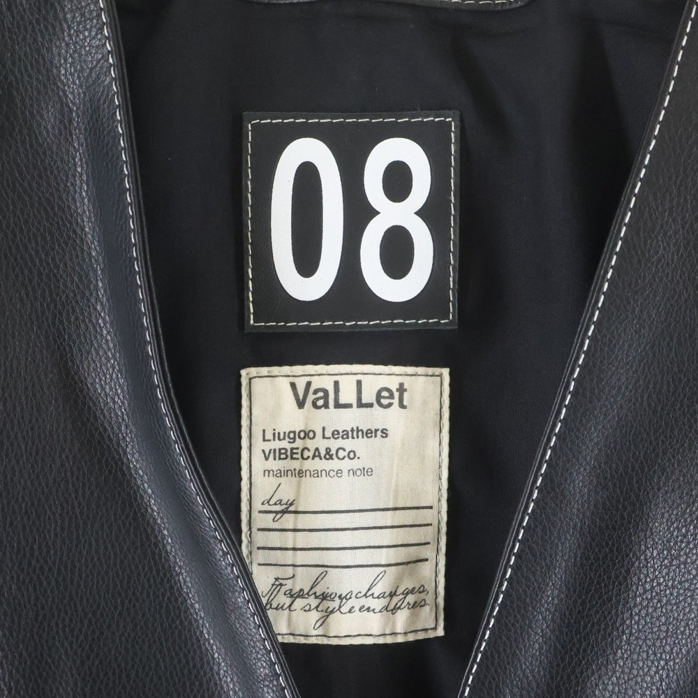 Liugoo Leathers(リューグーレザーズ) VaLLet 08 本革 レザーカーディガン レザージャケット レザーカーディガン ブラック