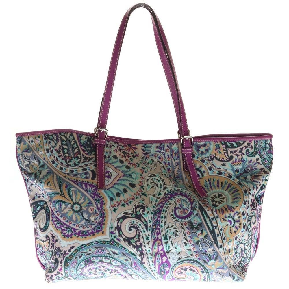 ETRO(エトロ) ペイズリー トートバッグ ショルダーバッグ パープル マルチカラー レザー×ナイロン レディース