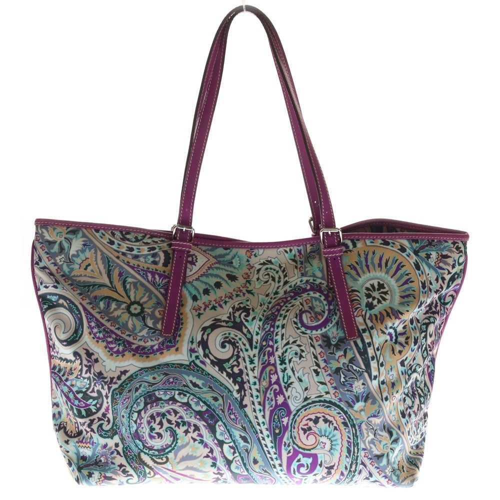ETRO(エトロ) ペイズリー トートバッグ ショルダーバッグ パープル マルチカラー レザー×ナイロン レディース