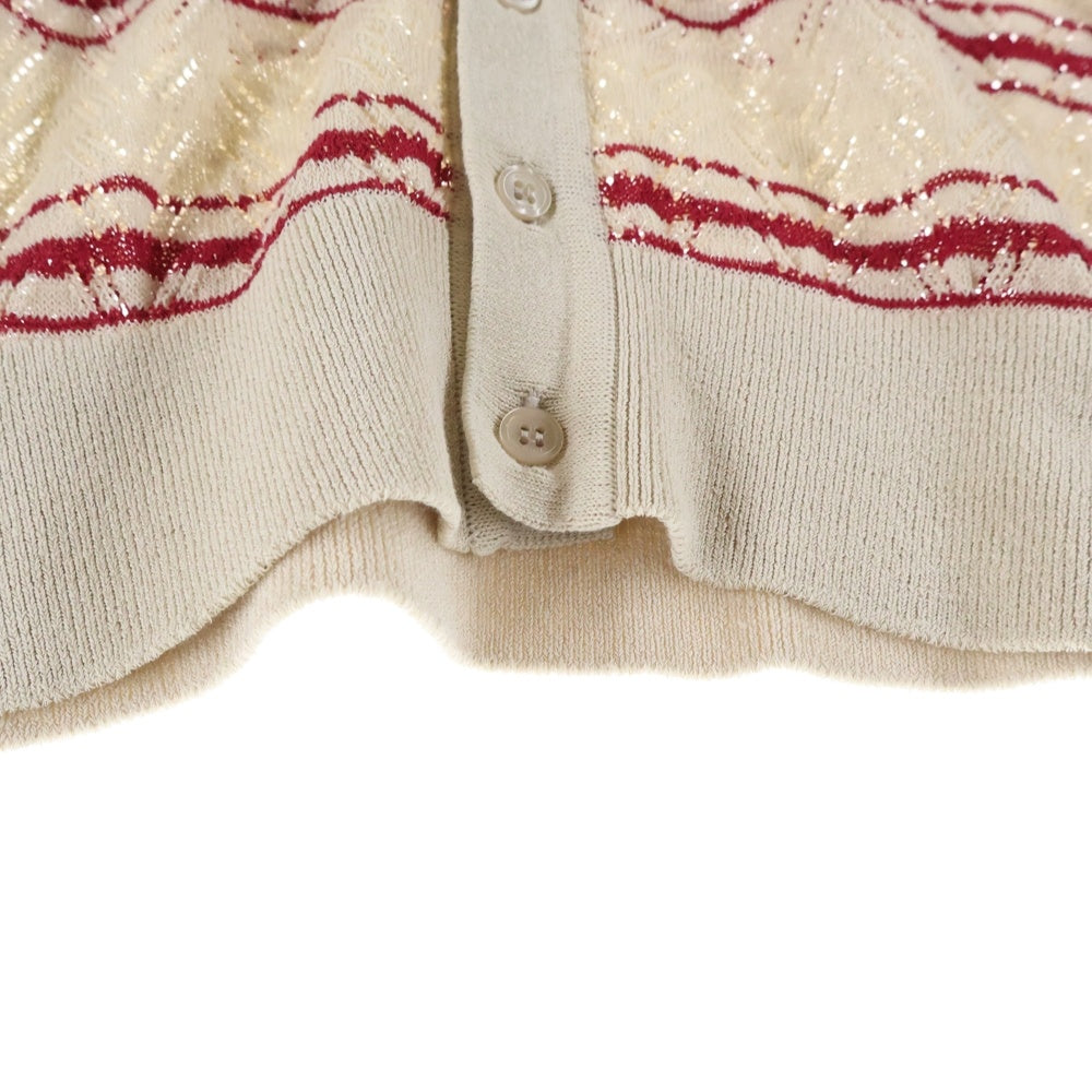 ALLEGE(アレッジ) 23SS Openwark Border Cardigan AL23S-KN01 オープンワーク ボーダー カーディガン ベージュ/レッド