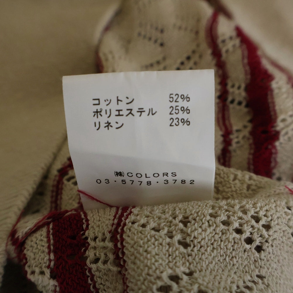 ALLEGE(アレッジ) 23SS Openwark Border Cardigan AL23S-KN01 オープンワーク ボーダー カーディガン ベージュ/レッド