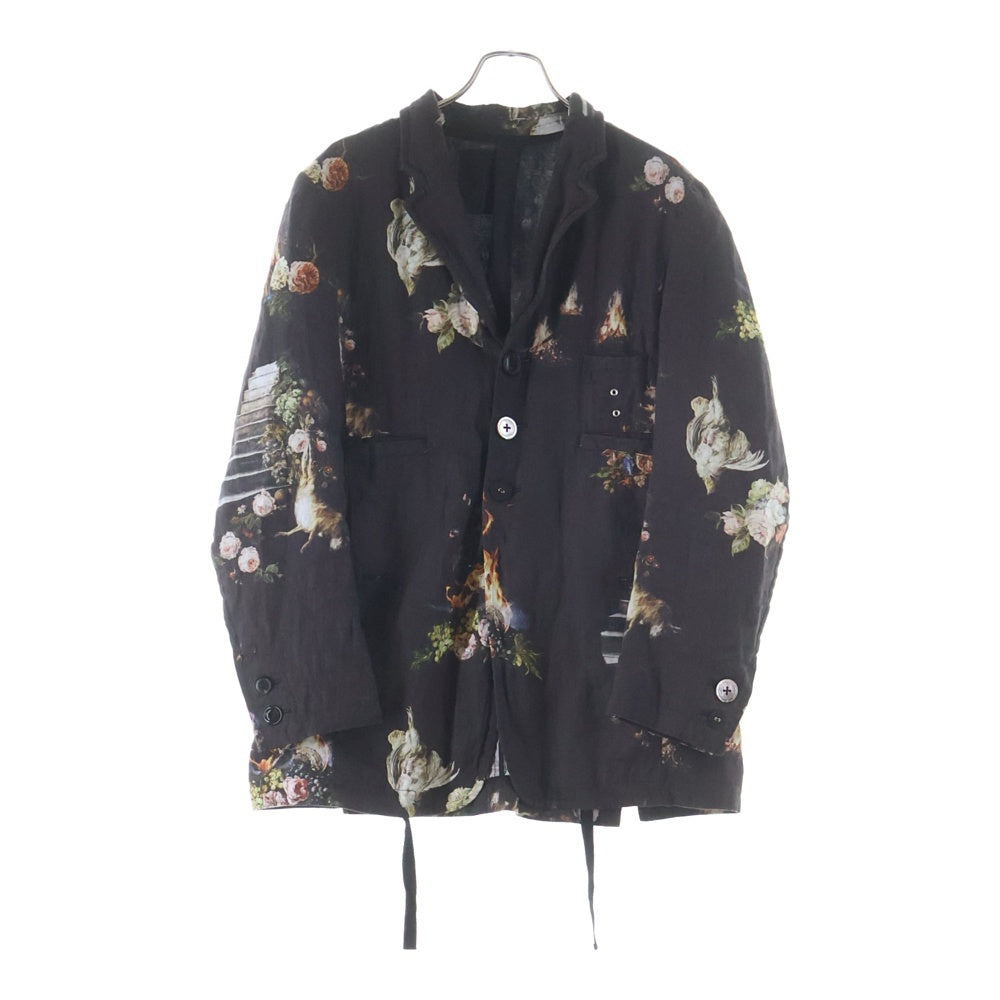 UNDERCOVER(アンダーカバー) 26SS EMMA 総柄 リネン ワイヤーラベル 3BJKT ジャケット テーラード BLK 黒