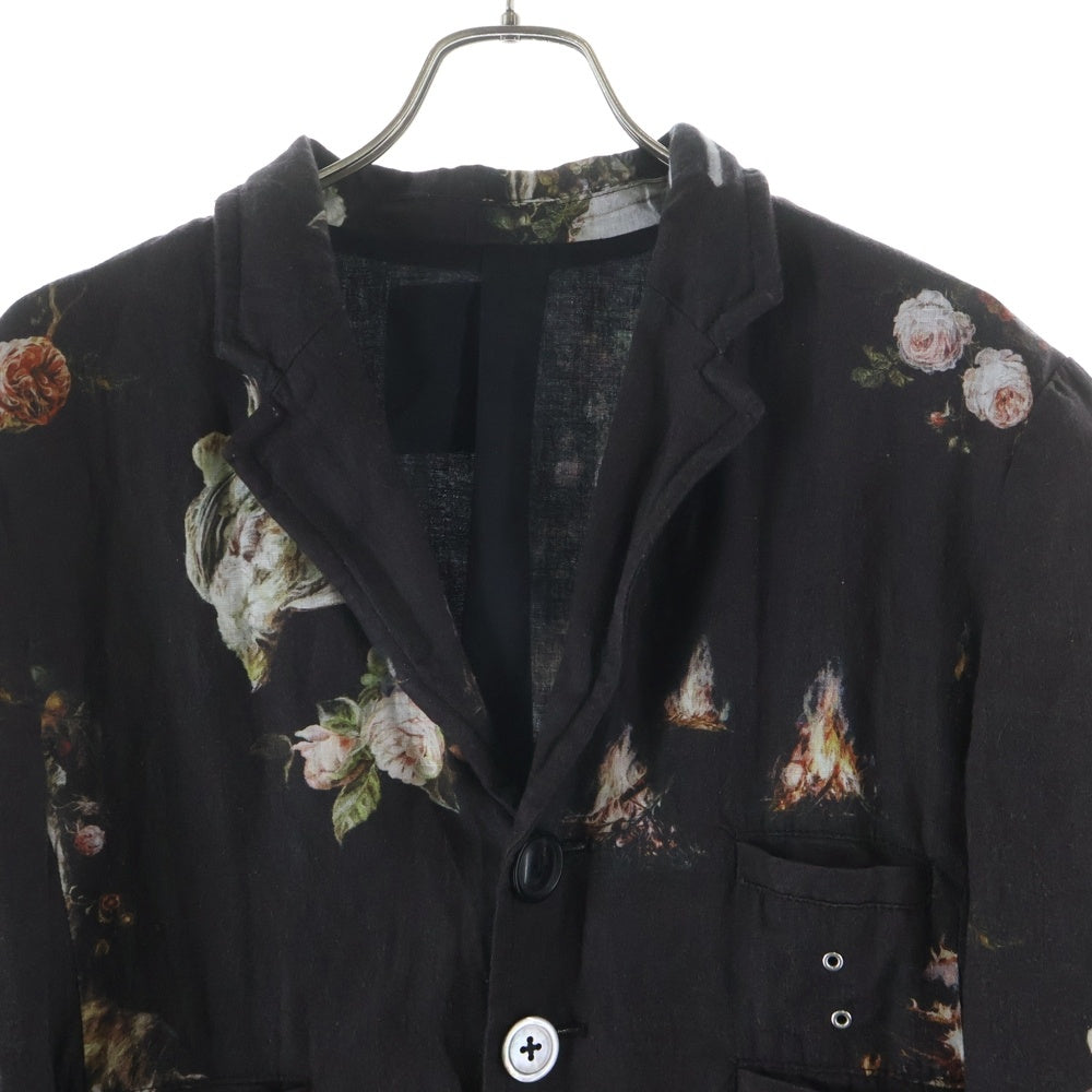 UNDERCOVER(アンダーカバー) 26SS EMMA 総柄 リネン ワイヤーラベル 3BJKT ジャケット テーラード BLK 黒