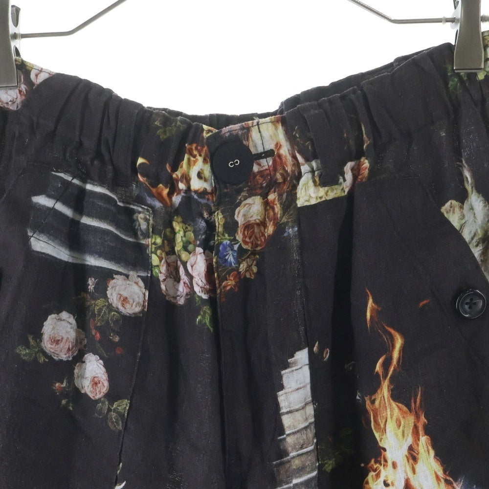 UNDERCOVER(アンダーカバー) 26SS EMMA総柄 リネン イージーパンツ FLOWERPANTS BLK 黒