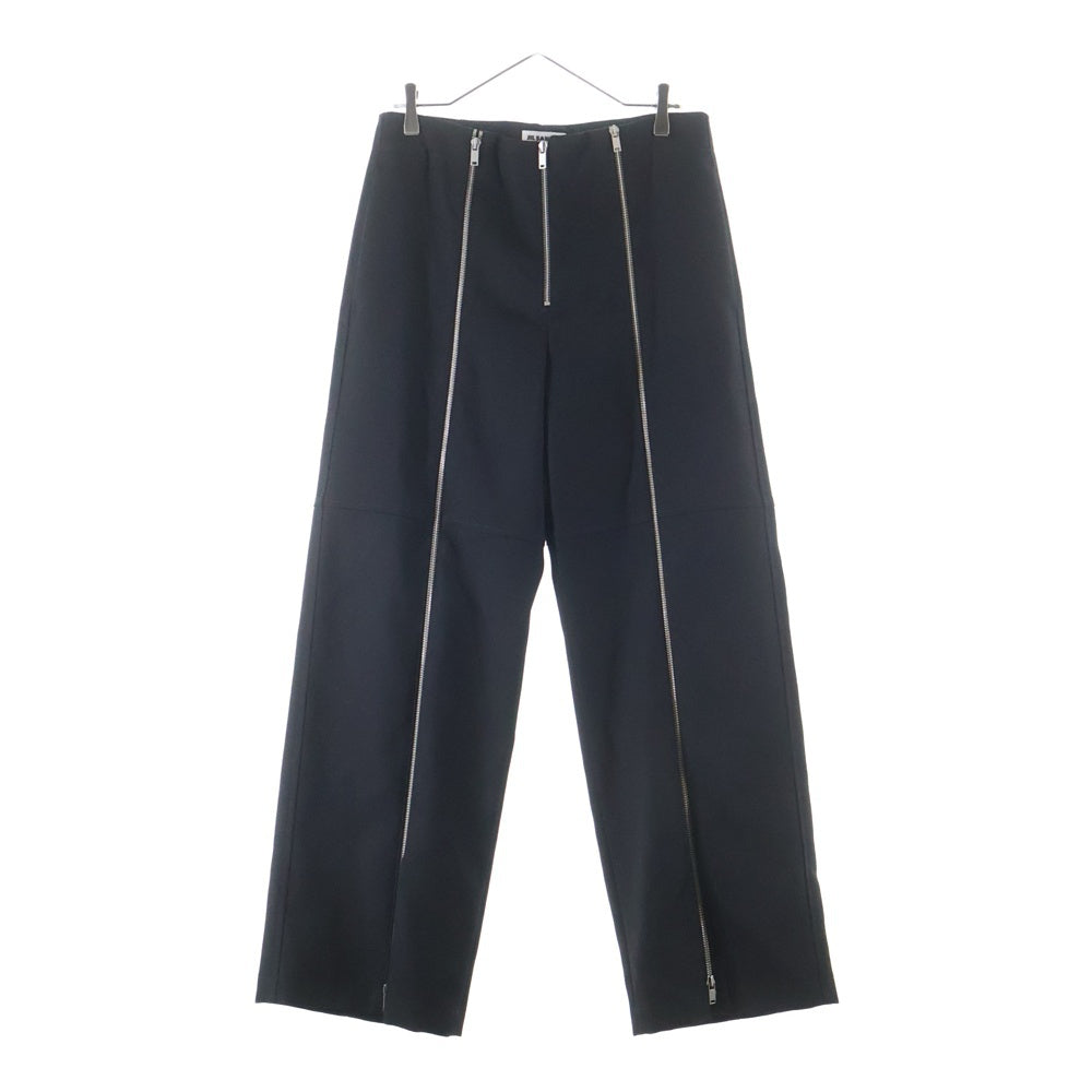 JIL SANDER(ジルサンダー) Front Zip Wide Trousers フロントジップ ワイドフレアトラウザー BLK ブラック ウール