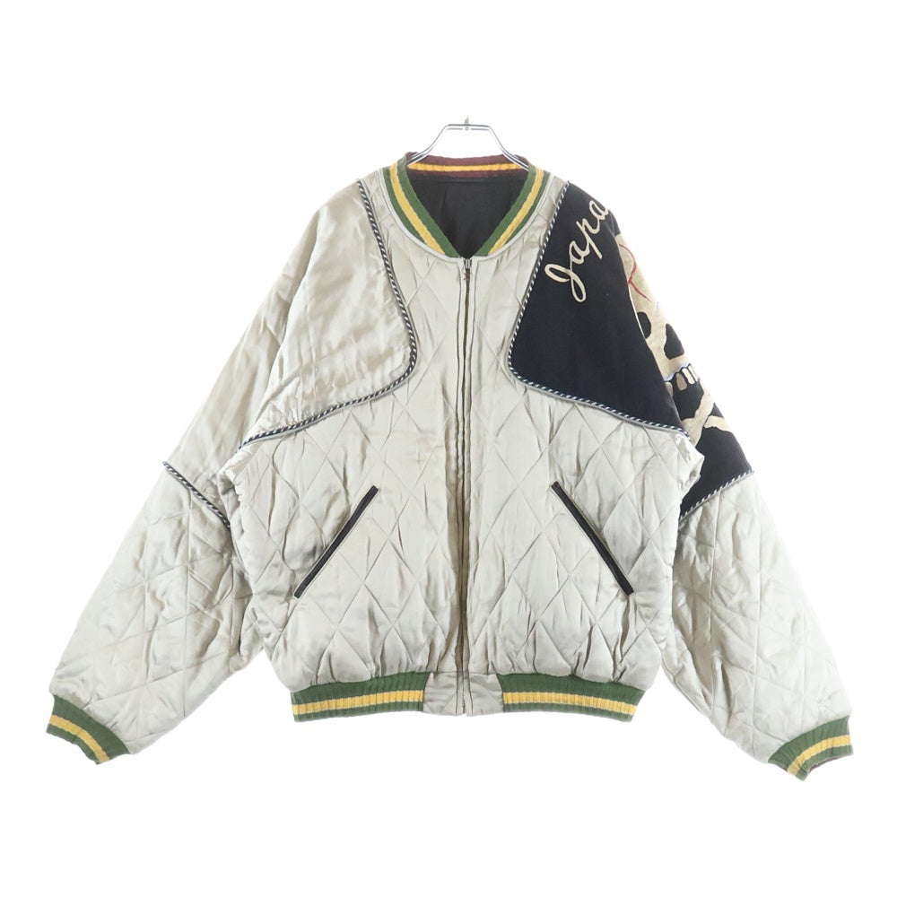 KAPITAL(キャピタル) Rayon Satin Quilting Siamese Bomber JKT Rain Skull K2110LJ063 レーヨンサテンキルティング ボンバージャケット ホワイト/ブラック