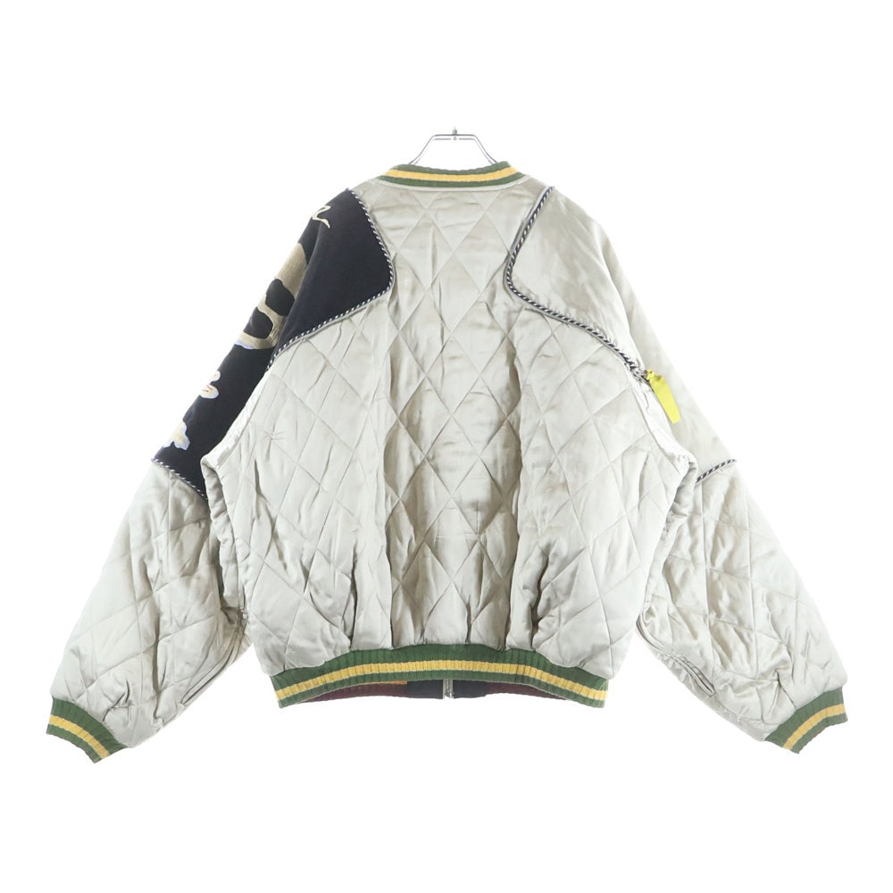 KAPITAL(キャピタル) Rayon Satin Quilting Siamese Bomber JKT Rain Skull K2110LJ063 レーヨンサテンキルティング ボンバージャケット ホワイト/ブラック