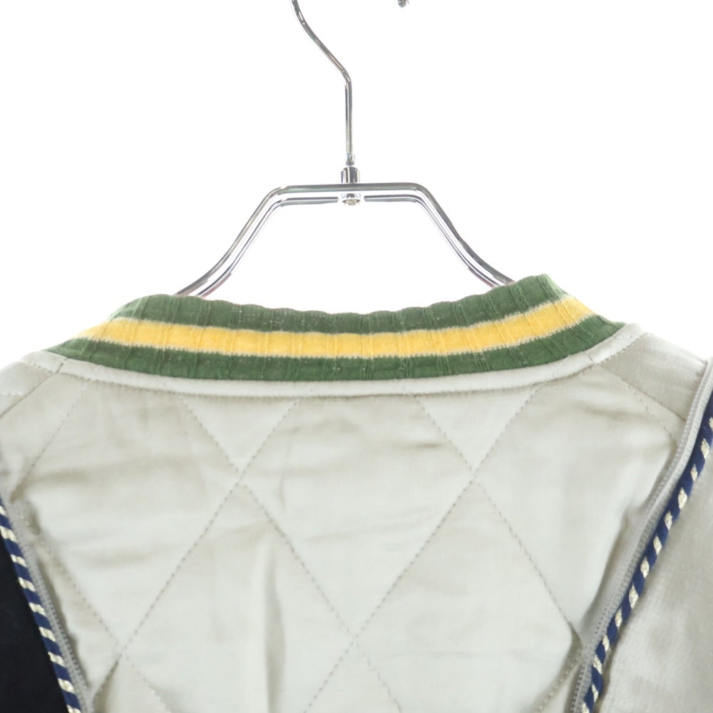 KAPITAL(キャピタル) Rayon Satin Quilting Siamese Bomber JKT Rain Skull K2110LJ063 レーヨンサテンキルティング ボンバージャケット ホワイト/ブラック