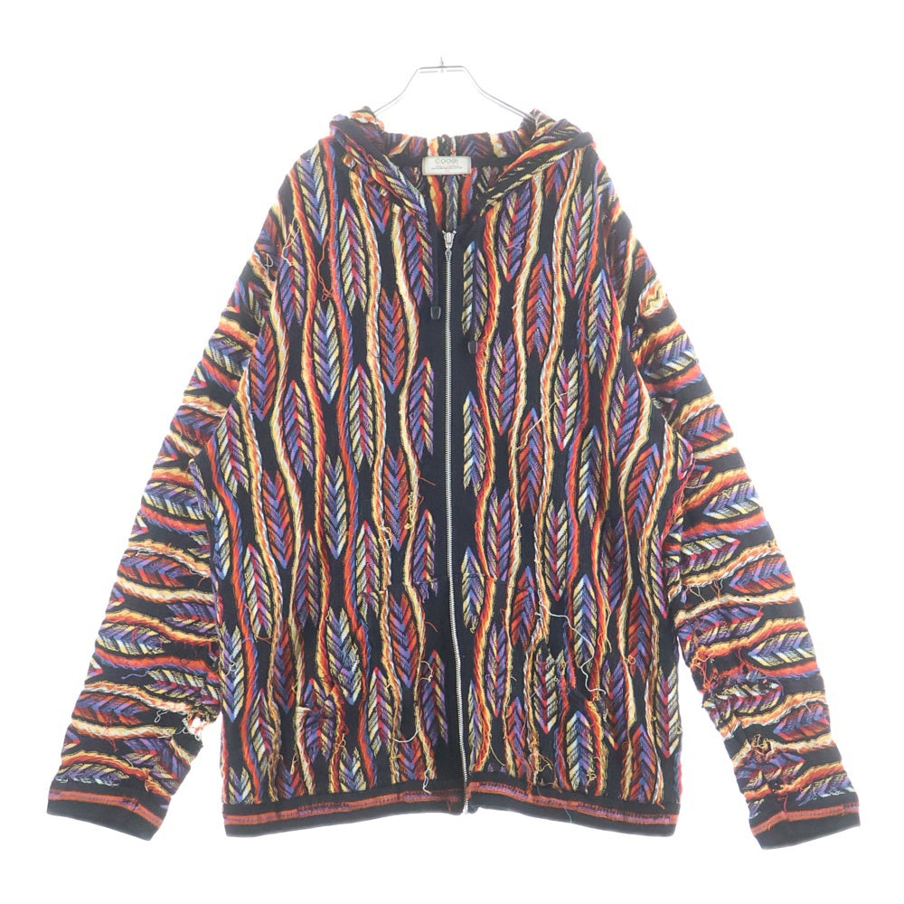COOGI(クージー) 3D DESIGN KNIT SWEATER ジップアップ ニット フーディー マルチ