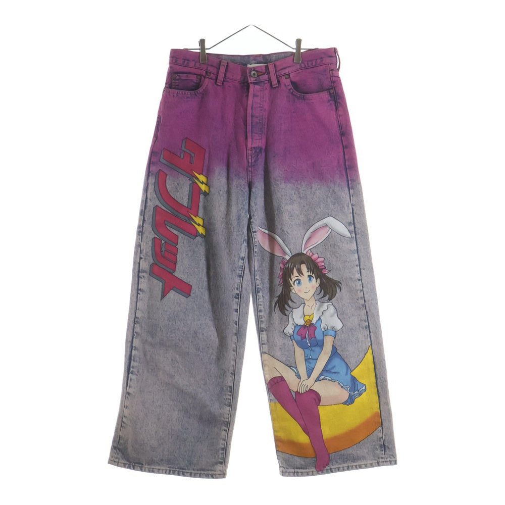 doublet(ダブレット) ANIME HAND PAINTING DENIM PANTS 染め加工 デニム ワイドパンツ PINK ピンク