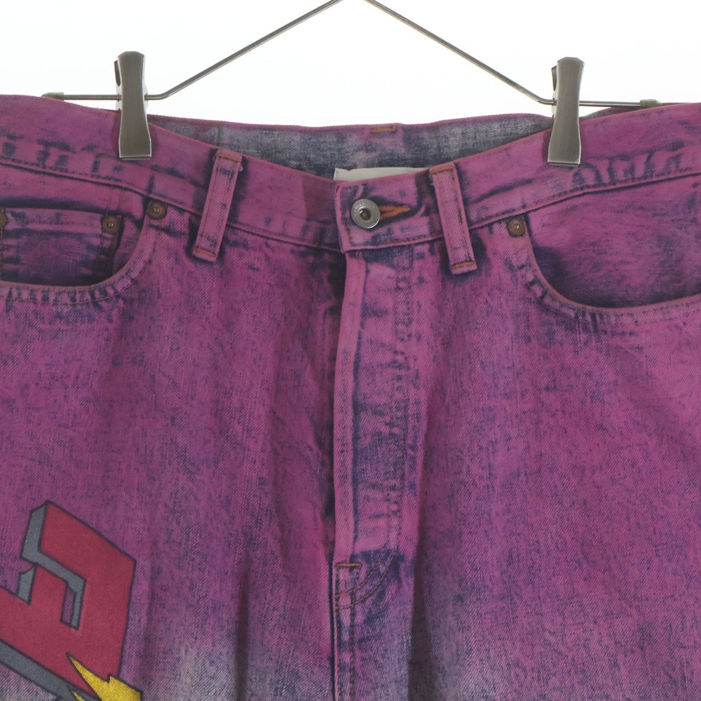 doublet ダブレット ANIME HAND PAINTING DENIM PANTS 染め加工 デニム ワイドパンツ PINK ピンク doublet(ダブレット) ANIME HAND PAINTING DENIM PANTS 染め加工