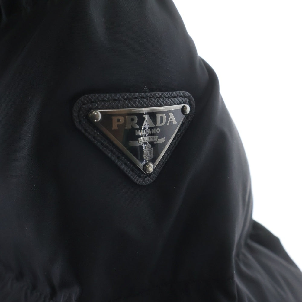 PRADA(プラダ) ブルー ライダースダウンジャケット トライアングルロゴ アウター ナイロン ブラック 29X510 レディース