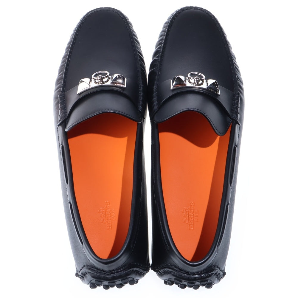 HERMES(エルメス) Irving loafer アーヴィング ローファー シルバー金具 レザー シューズ ブラック