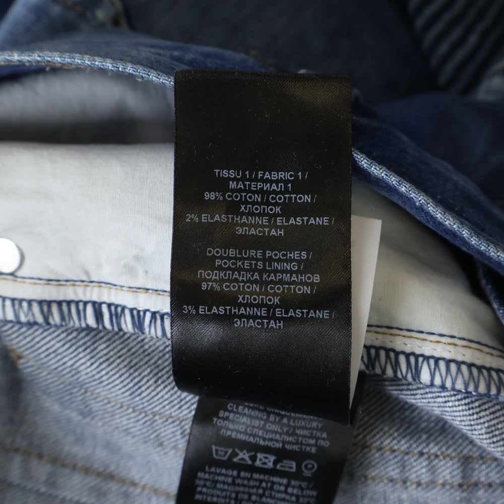 BALMAIN(バルマン) 4ポケット ダメージ加工 バイカーデニムパンツ スリム MG005DB68 インディゴ