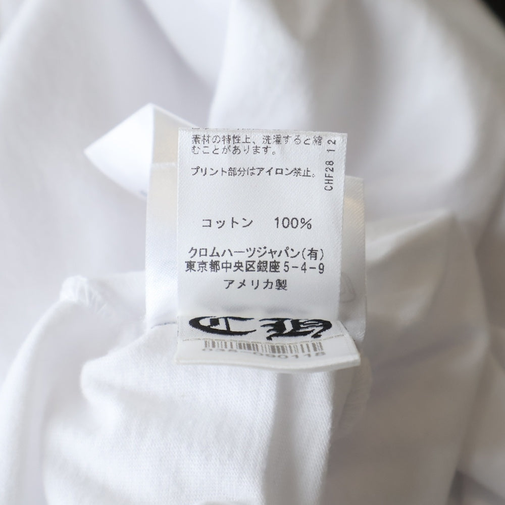 CHROME HEARTS(クロムハーツ) NECK LOGO POCKET L/S TEE WHITE/DGR BLUE ネック ロゴ クルーネック 長袖Tシャツ ホワイト/ブルー