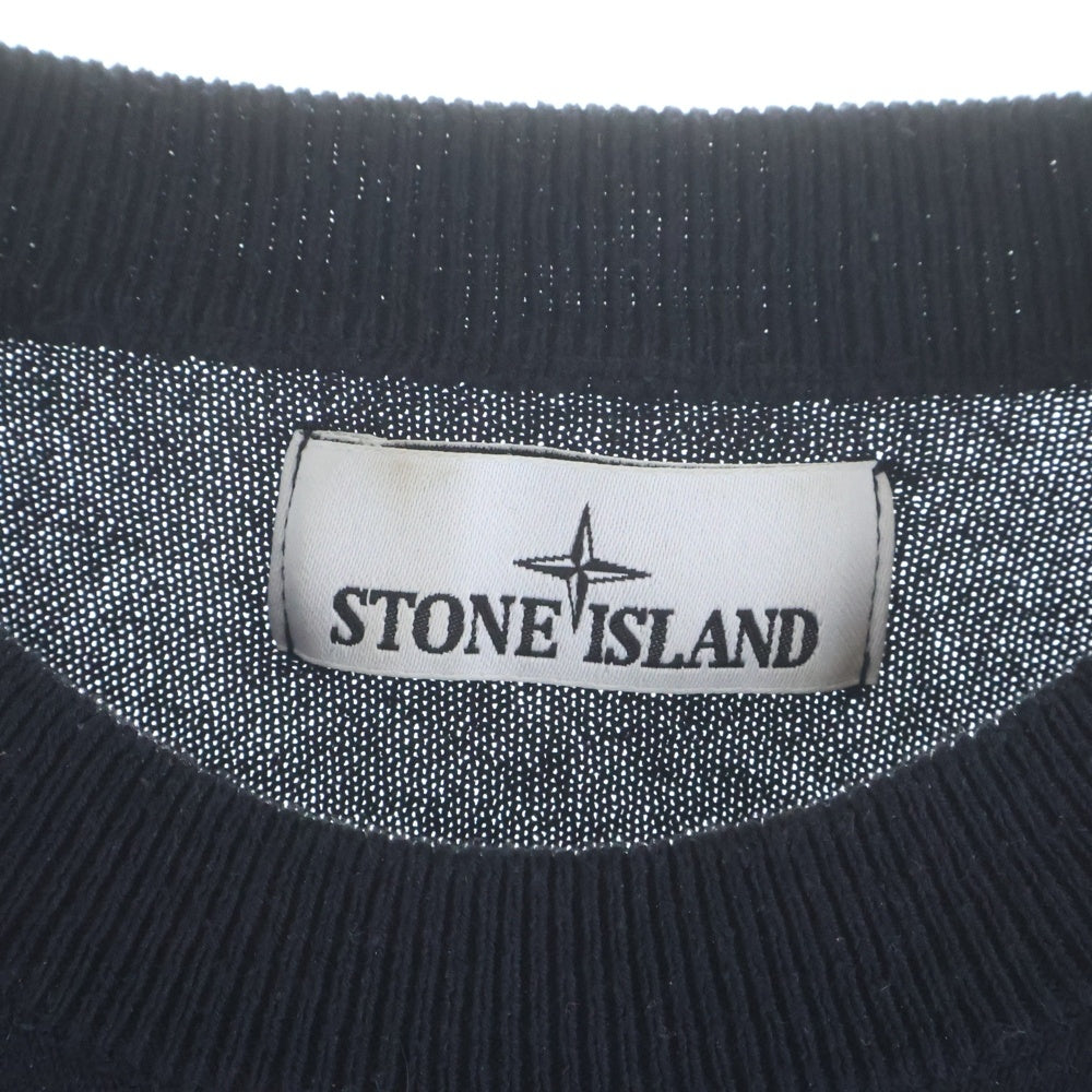 STONE ISLAND(ストーンアイランド) 23SS ハイゲージコットンソリッドクルーネックニット BLACK ブラック 1015532B9