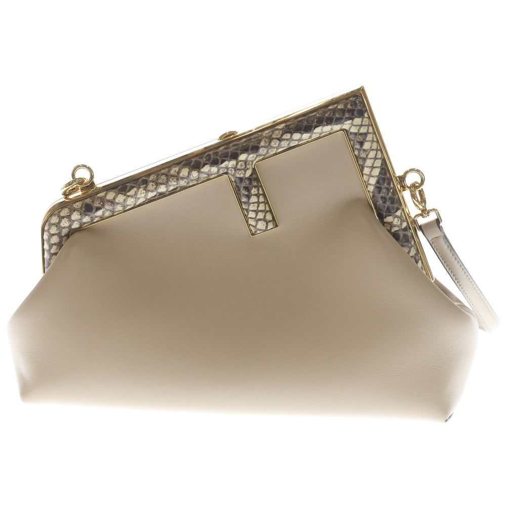 FENDI(フェンディ) ファースト スモール レザーショルダーバッグ パイソン 8BP129 ベージュ レディース