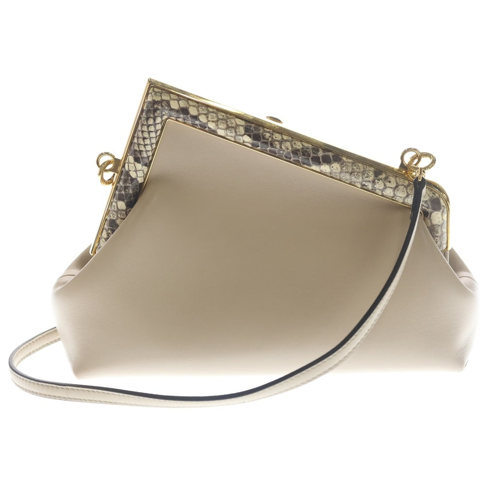 FENDI(フェンディ) ファースト スモール レザーショルダーバッグ パイソン 8BP129 ベージュ レディース