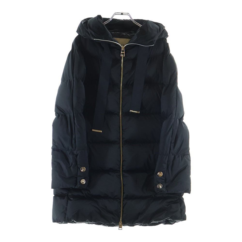 HERNO(ヘルノ) A-Shap Jacket In Satin PI1304D-12170Z-9300 エーシェイプ Aライン サテンコート ダウン ブラック レディース