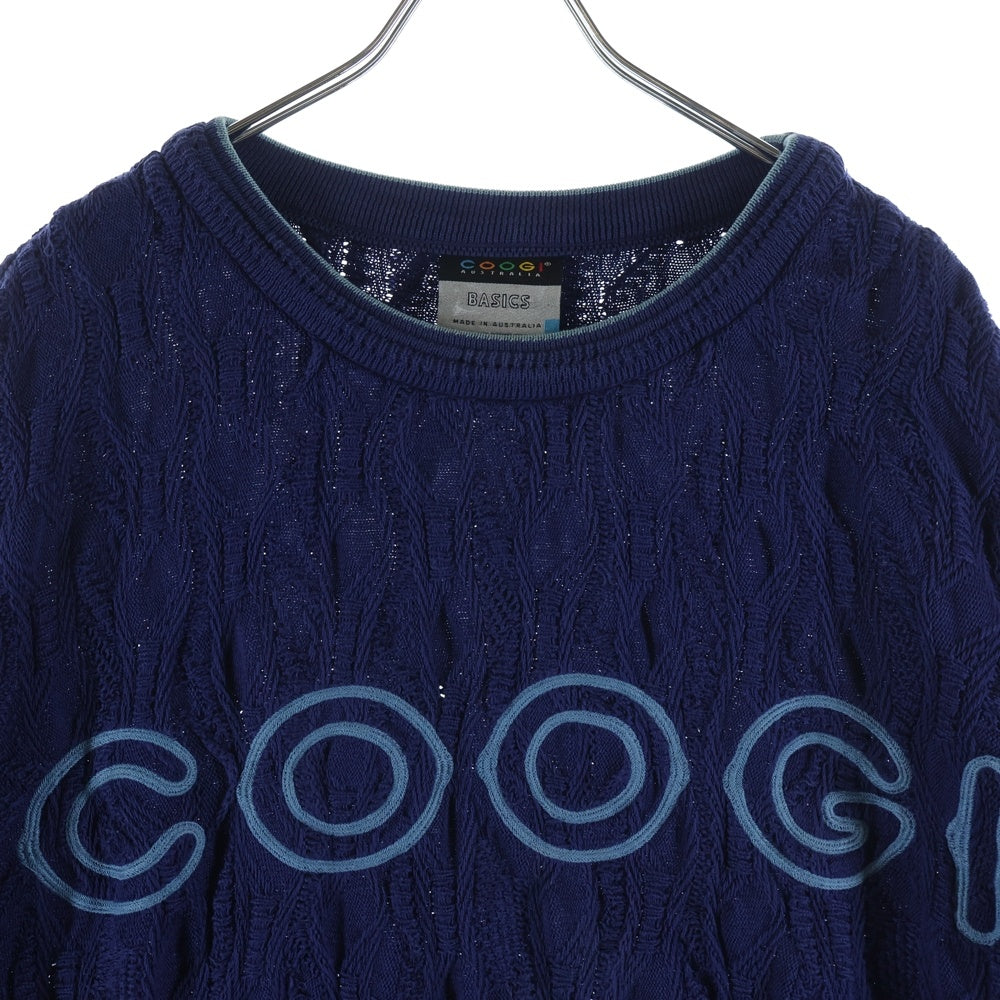 COOGI(クージー) フロントロゴ刺繍 3Dニット セーター ネイビー