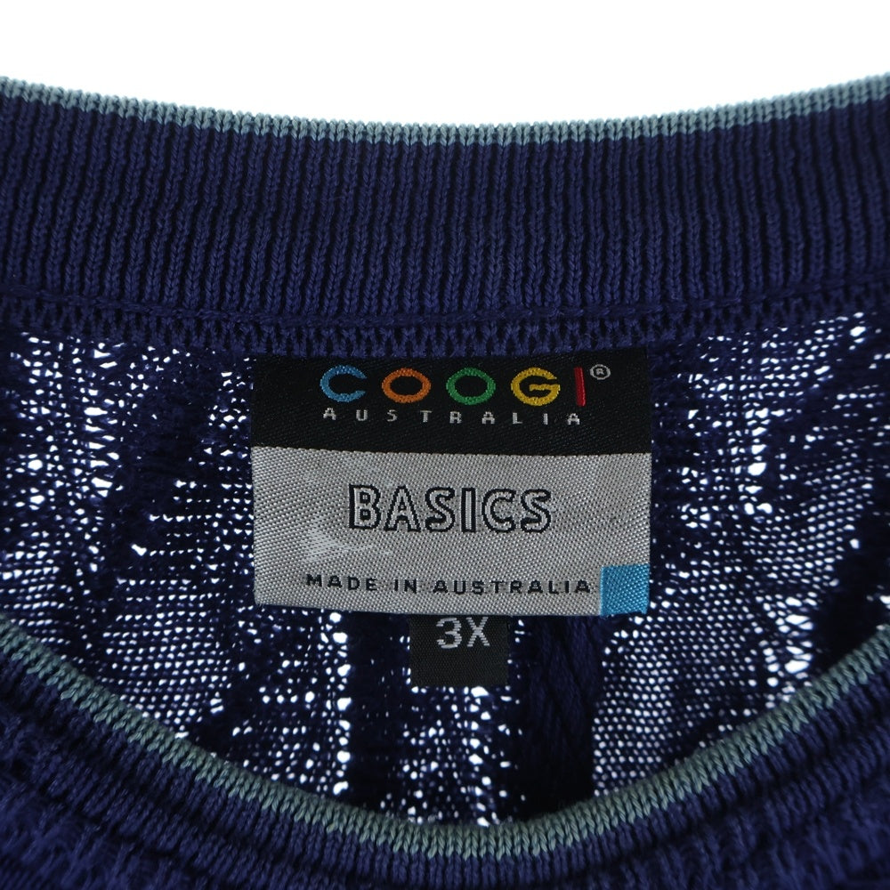 COOGI(クージー) フロントロゴ刺繍 3Dニット セーター ネイビー