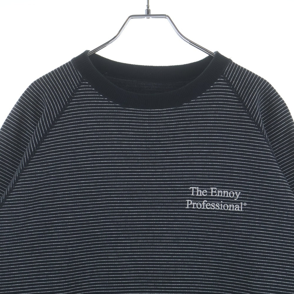 The Ennoy Professional(エンノイプロフェッショナル) 24AW BORDER CREW AW24BRENCT01NTL ボーダー クルーネック スウェットシャツ トレーナー ブラック/ホワイト