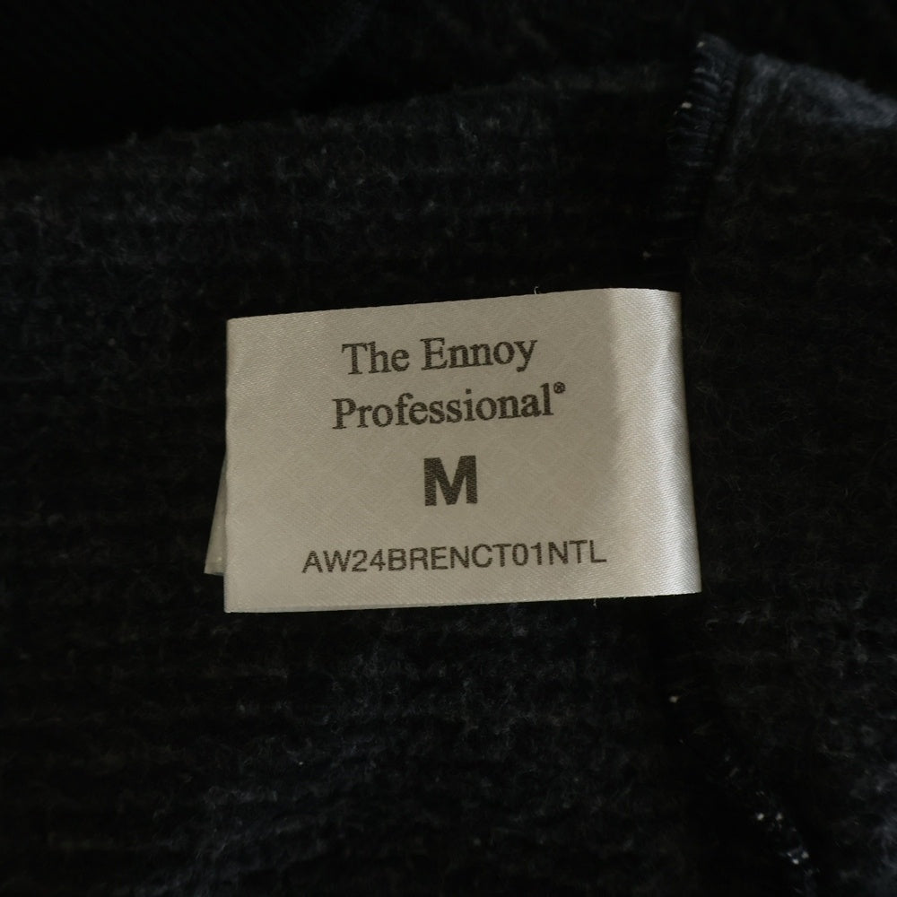 The Ennoy Professional(エンノイプロフェッショナル) 24AW BORDER CREW AW24BRENCT01NTL ボーダー クルーネック スウェットシャツ トレーナー ブラック/ホワイト