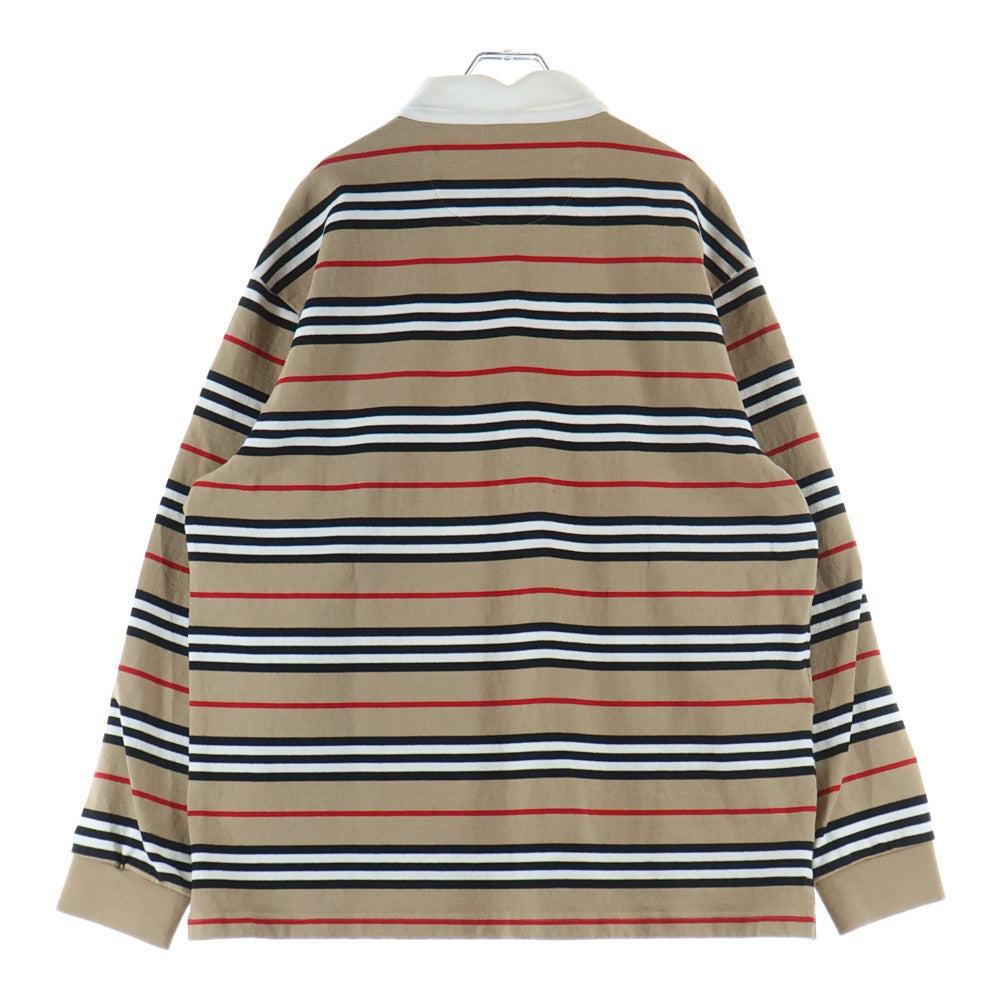 SUPREME(シュプリーム) 22SS ×Burberry Rugby ラグビー ストライプ ロゴ刺繍 長袖 ポロシャツ ベージュ