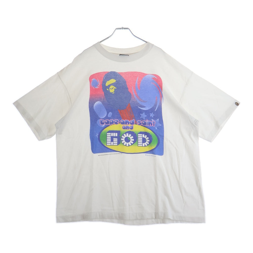SAINT MICHAEL(セントマイケル) ×A BATHING APE GOD BAPE SS TEE SM-HR1-0000-C35 ×アベイシングエイプ ゴッド 半袖Tシャツ カットソー ホワイト