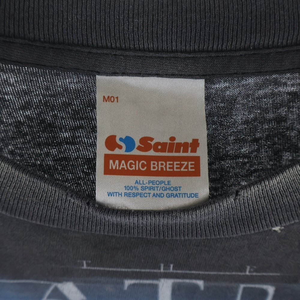 SAINT MICHAEL(セントマイケル) MATRIX ヴィンテージ加工 マトリックス ムービー半袖Tシャツ カットソー SM-HR1-0000-C41 ブラック