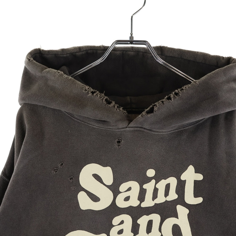 SAINT MICHAEL(セントマイケル) 21AW ×WIND AND SEA ウィンダンシー ヴィンテージ加工 プルオーバーパーカー フーディー ブラック SM-A21-0000-066