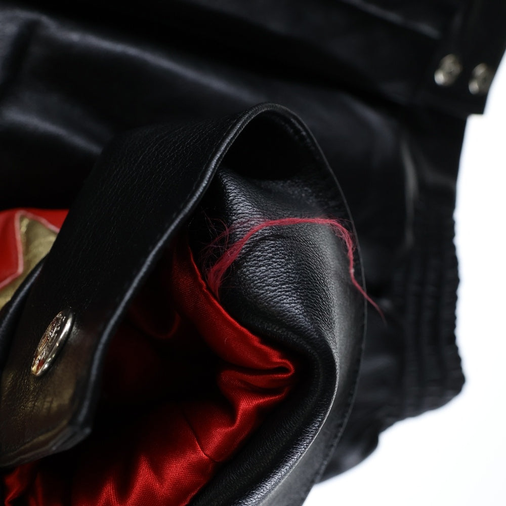 JEFFHAMILTON(ジェフハミルトン) ×NBA ChicagoBulls Champions Leather Jacket シカゴブルズ 優勝記念 レザージャケット ブラック