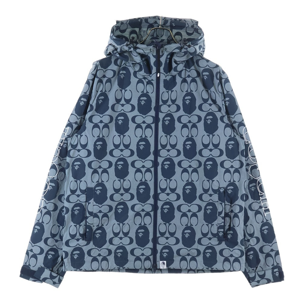 A BATHING APE(アベイシングエイプ) ×COACH WINDBREAKER 001LJH731901C ×コーチ ウィンドブレーカー ナイロンジャケット グレー