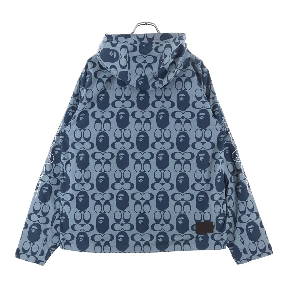 A BATHING APE(アベイシングエイプ) ×COACH WINDBREAKER 001LJH731901C ×コーチ ウィンドブレーカー ナイロンジャケット グレー