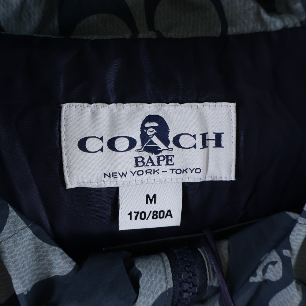 A BATHING APE(アベイシングエイプ) ×COACH WINDBREAKER 001LJH731901C ×コーチ ウィンドブレーカー ナイロンジャケット グレー