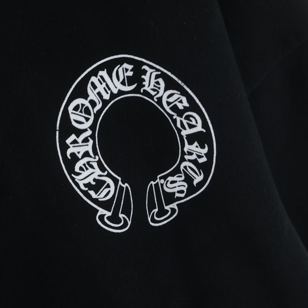 CHROME HEARTS(クロムハーツ) Horseshoe Arm Floral Cross L/S Sweatshirt ホースシュー アームフローラルクロス クルーネック スウェットトレーナー ブラック Lサイズ