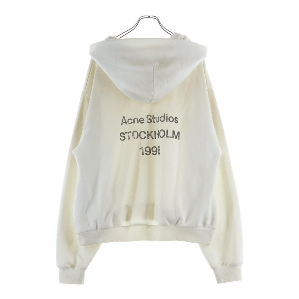 Acne Studios(アクネ ストゥディオズ) 24SS Logo Hoodie Sweater ダメージ加工 ロゴフーディ スウェットパーカー ホワイト