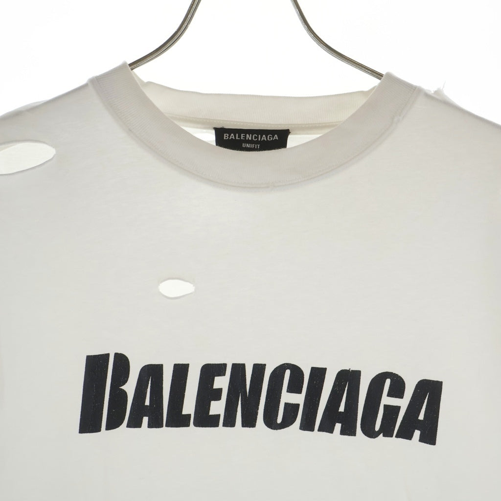 BALENCIAGA(バレンシアガ) デストロイ加工 ロゴプリントTシャツ